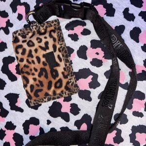 PINK Victoria's Secret Leopard ID Holder with Black Lanyard